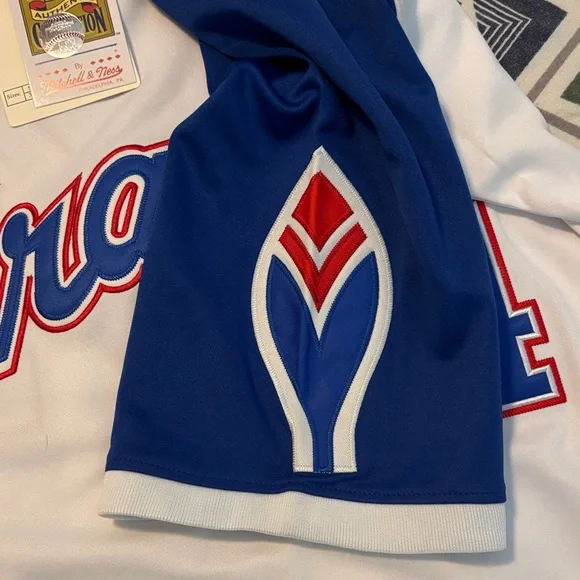 Mitchell & Ness Braves White and Blue Jersey Hank Aaron #44 Throwback - Picture 6 of 10